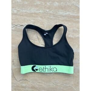 Ethika girls sports bra size S Black With Neon Green